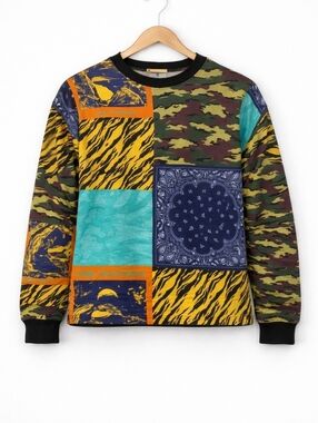 The Hundreds NWT~Collage LongSleeve Graphic Shirt~Patchwork~Bandana Tiger Camo~M